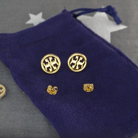 SALE: Tory Burch Miller Large Logo Stud Earrings (New with Dust Bag) - Picture 3 of 5